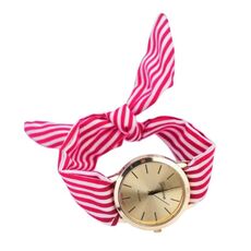 Orologio al quarzo con cinturino in tessuto a righe moda donna (rosa rossa)