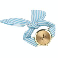 Orologio al quarzo con cinturino in tessuto a righe moda donna (baby blue)