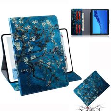 Custodia in pelle con vibrazione orizzontale motivo fiori di albicocca per Huawei MediaPad M5 Lite 10.1, con supporto, slot per schede e portafoglio