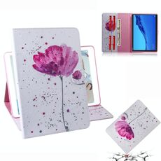 Custodia in pelle con vibrazione orizzontale motivo orchidee viola per Huawei MediaPad M5 Lite 10.1, con supporto, slot per schede e portafoglio