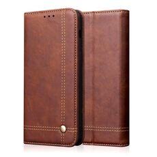 Custodia in pelle a ribaltamento orizzontale in stile casual retrò con struttura a cavallo pazzo per Asus Zenfone LIVE2 (L2) ZA550KL, con slot per schede, supporto e portafoglio (marrone scuro)
