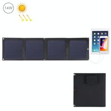 HAWEEL Caricatore a pannello solare ETFE a 4 pieghe da 14 W con porte USB doppie da 5 V / 2,1 A max, supporto QC3.0 e AFC (nero)