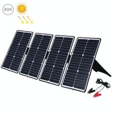 HAWEEL 4 PCS 20W Caricatore da pannello solare in silicio monocristallino, con porta USB, supporto e clip a tigre, supporto QC3.0 e AFC (nero)