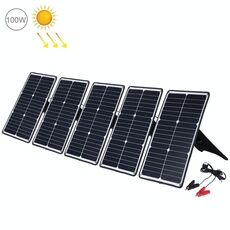 HAWEEL 5 PCS 20W Caricatore da pannello solare in silicio monocristallino, con porta USB, supporto e clip a tigre, supporto QC3.0 e AFC (nero)