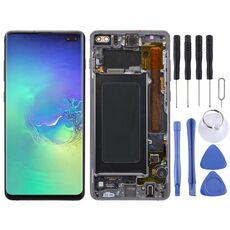 Schermo LCD Super AMOLED originale per Samsung Galaxy S10+ Digitizer Assemblaggio completo con cornice (nero)