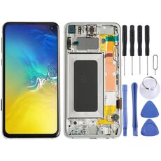 Schermo LCD Super AMOLED originale con digitalizzatore Assemblaggio completo con cornice (argento)