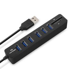 Multi USB 2.0 Hub USB Splitter 6 porte ad alta velocità con lettore di schede SD TF (nero)
