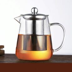 Set di tè in vetro resistente al calore grande capacità con filtro in acciaio inox per tè Kung FU, capacità: 750ml