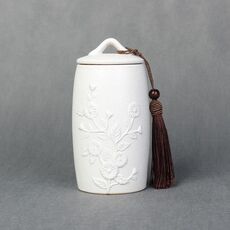 Crisantemo Motivo Gres Lattine di tè Serbatoi di stoccaggio Servizio da tè in ceramica Accessori per la cerimonia del tè (bianco)