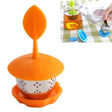 Filtri per tè in bustina da tè in silicone in acciaio inossidabile (arancione)