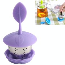 Filtri per tè in bustina da tè in silicone in acciaio inossidabile (viola)