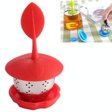 Filtri per tè in bustina da tè in silicone in acciaio inossidabile (rossi)