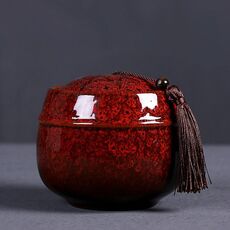 Trasmutazione del forno Mini teiera in ceramica Conservazione a prova di umidità Lattina sigillata Serbatoio del tè (rosso)