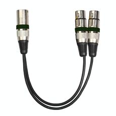 2055MFF-03 Cavo audio 2 in1 XLR maschio a doppia femmina per microfono, lunghezza: 0,3 m (nero)