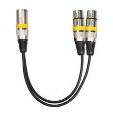 2055MFF-03 Cavo audio 2 in1 XLR maschio a doppia femmina per microfono, lunghezza: 0,3 m (giallo)