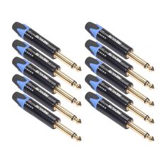 10 PCS TC202 6.35mm Adattatore audio per saldatura mono suono placcato oro (blu)