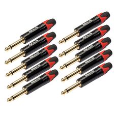 10 PCS TC202 6.35mm Spina adattatore audio per saldatura mono placcato oro (rosso)