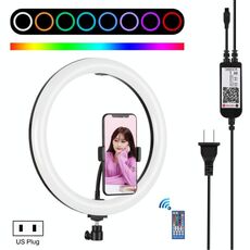 Pulluz 11.8 pollici 30 cm RGB Ring Dimmable LED Ring Vlogging Selfie Photography Photography Lights with Cold Shoe Treppiede Treppiede Testa e telefono Morsetto (nero) (spina USA)