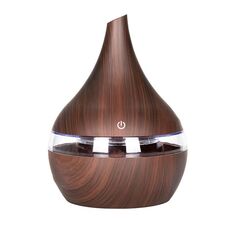 Diffusore d'aria elettrico USB da 300 ml Umidificatore ad ultrasuoni in legno Olio essenziale Aromaterapia Creatore di nebbia fredda (venatura del legno profonda obliqua)