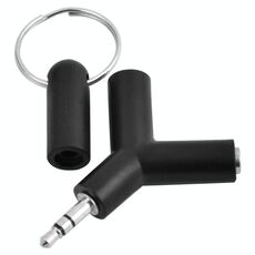 Portachiavi connettore adattatore per cuffie audio da 3,5 mm maschio a doppio jack femmina da 3,5 mm a forma di Y (nero)