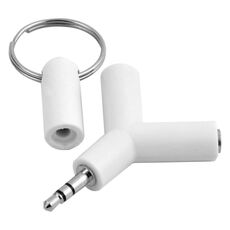 Portachiavi connettore adattatore per cuffie audio da 3,5 mm maschio a doppio jack femmina da 3,5 mm a forma di Y (bianco)