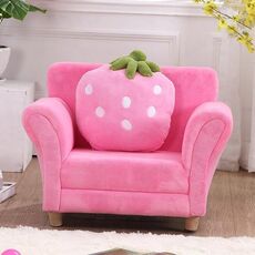 Divano per bambini alla moda Divano carino per bambole in tessuto artistico con fragole (rosa)
