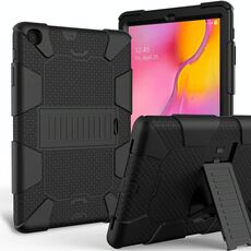 Custodia protettiva antiurto in silicone bicolore con supporto per Galaxy Tab A 10.1 (2019) / T510 (nero)