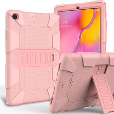 Custodia protettiva antiurto in silicone bicolore con supporto per Galaxy Tab A 10.1 (2019) / T510 (oro rosa)