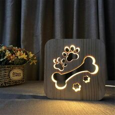 Forma creativa Lampada da notte in legno Decorazione camera da letto Luce calda LED (Ossa)