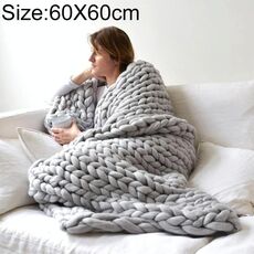 Coperta in poliestere fatta a mano alla moda, dimensioni: 60X60cm (grigio)