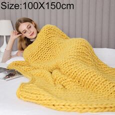 Coperta in poliestere fatta a mano alla moda, dimensioni: 100X150 cm (giallo)