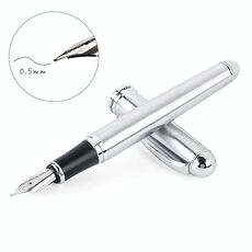 X750 Cancelleria Penna stilografica in acciaio inox Penna media Penne di inchiostro Penne di inchiostro Donoifice Regalo, NIB Dimensioni: 0,5 mm (Argento)