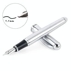 X750 Cancelleria Penna fontana in acciaio inox Penna media Penne in inchiostro Medio Penne School Oiifice Regalo, NIB Dimensione: 1.1mm (Argento)