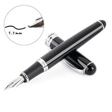 X750 Cancelleria Penna fontana in acciaio inossidabile Penna media Penne inchiostro Penne di inchiostro Donoifice Regalo, NIB Dimensione: 1.1mm (nero)
