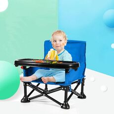 Tavolo da pranzo e sedia per bambini 0-3 anni Sedia pieghevole portatile di sicurezza per bambini (blu)