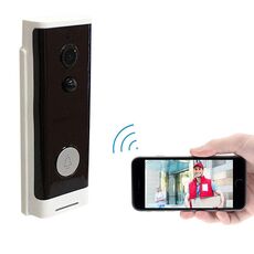 M200A 1080P WiFi WiFi Video Pulsante Video Pulsante rotondo, supporta il rilevamento del movimento a infrarossi e il tasso adattativo e il tasso adattativo e l'intercomunico a due vie e il telecomando / pir wakeup (bianco)