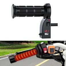 CS-503A1 Manubrio con impugnatura riscaldata per riscaldamento elettrico modificato per motocicletta con voltmetro digitale (rosso)
