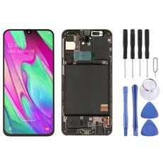 Schermo LCD originale Super AMOLED con cornice per Galaxy A40 SM-A405F con digitalizzatore assemblaggio completo (nero)