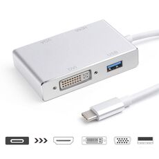 Cavo adattatore 4 in 1 USB 3.1 USB C Tipo C a HDMI VGA DVI USB 3.0 per laptop Apple Macbook Google Chromebook Pixel