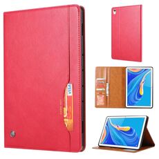 Custodia in pelle a vibrazione orizzontale con struttura in pelle impastata per Huawei MediaPad M6 8.4 2019, con cornice per foto, supporto, slot per schede e portafoglio (rosso)