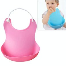 Grembiule arrotolabile in silicone impermeabile per neonati per neonati per bambini piccoli (rosa rossa)