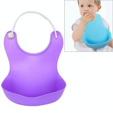Grembiule avvolgibile in silicone impermeabile per neonati per bambini piccoli neonati che alimentano il pranzo (viola)