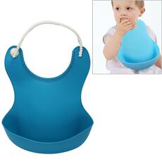Grembiule arrotolabile in silicone impermeabile per neonati per neonati per bambini piccoli (blu scuro)