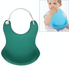 Bambino infantili impermeabile in silicone Bib alimentazione dei neonati, pranzo Roll-up Grembiule (verde scuro)