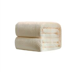 Coperta di flanella di ananas a rete tinta unita addensata Coperta in pile di corallo Aria condizionata Copridivano Lenzuola calde invernali Coperte in pelliccia sintetica lavabili facilmente, Dimensioni: 120x200cm (Beige)