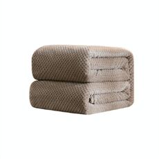 Coperta di flanella di ananas a rete tinta unita addensata Coperta di flanella in pile di corallo Aria condizionata Copridivano Lenzuola calde invernali Coperte di pelliccia sintetica facili da lavare, Dimensioni: 70x100cm (Kahki)