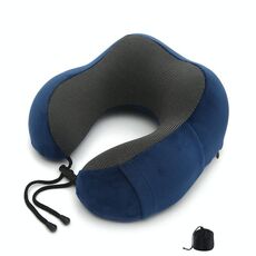 Cuscino a forma di U in memory foam magnetico adatto per cuscini da viaggio (blu navy)