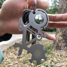 Coltello per carte in acciaio inossidabile con strumento multifunzione per sopravvivenza all'aperto a forma di bicicletta