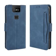 Custodia in pelle stile portafoglio effetto pelle di vitello per Asus Zenfone 6 ZS630KL, con slot per schede separato (blu)