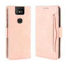 Custodia in pelle stile portafoglio effetto pelle di vitello per Asus Zenfone 6 ZS630KL, con slot per schede separato (rosa)